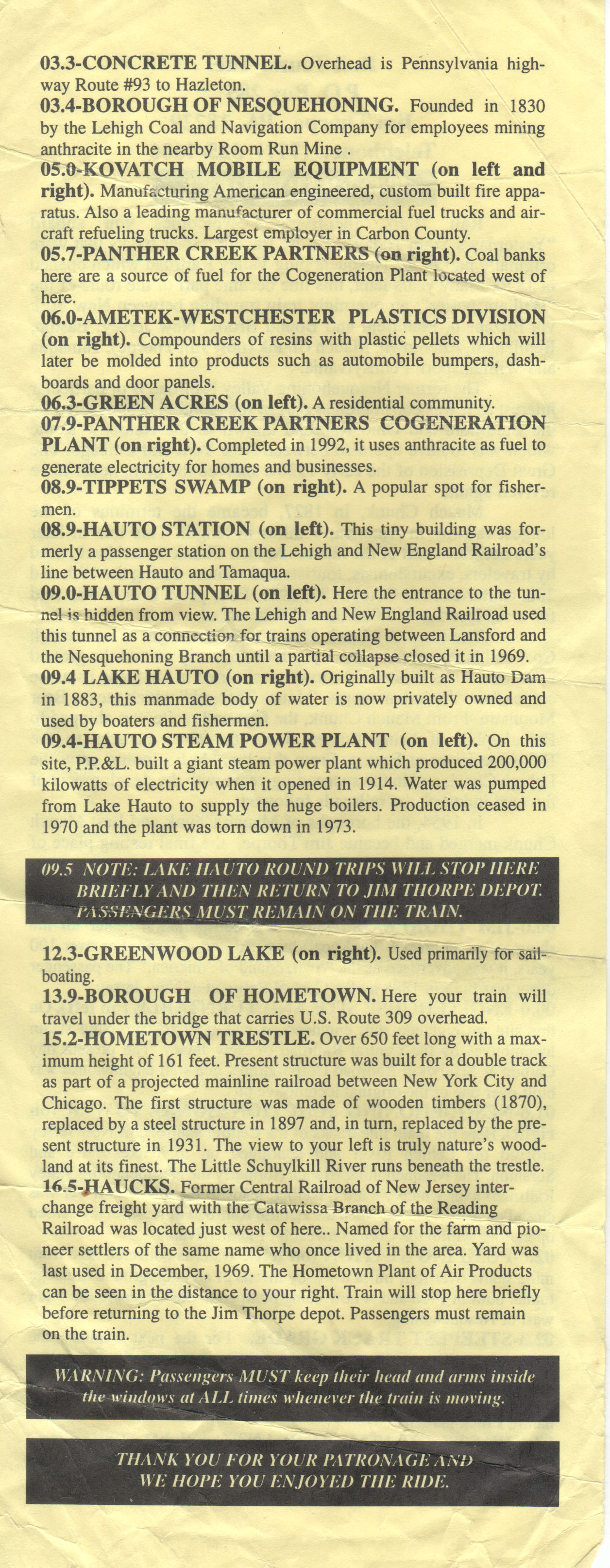 RailTours Brochure, Jim Thorpe