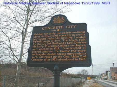 Concrete City Historical Marker - Hanover Section of Nanticoke
