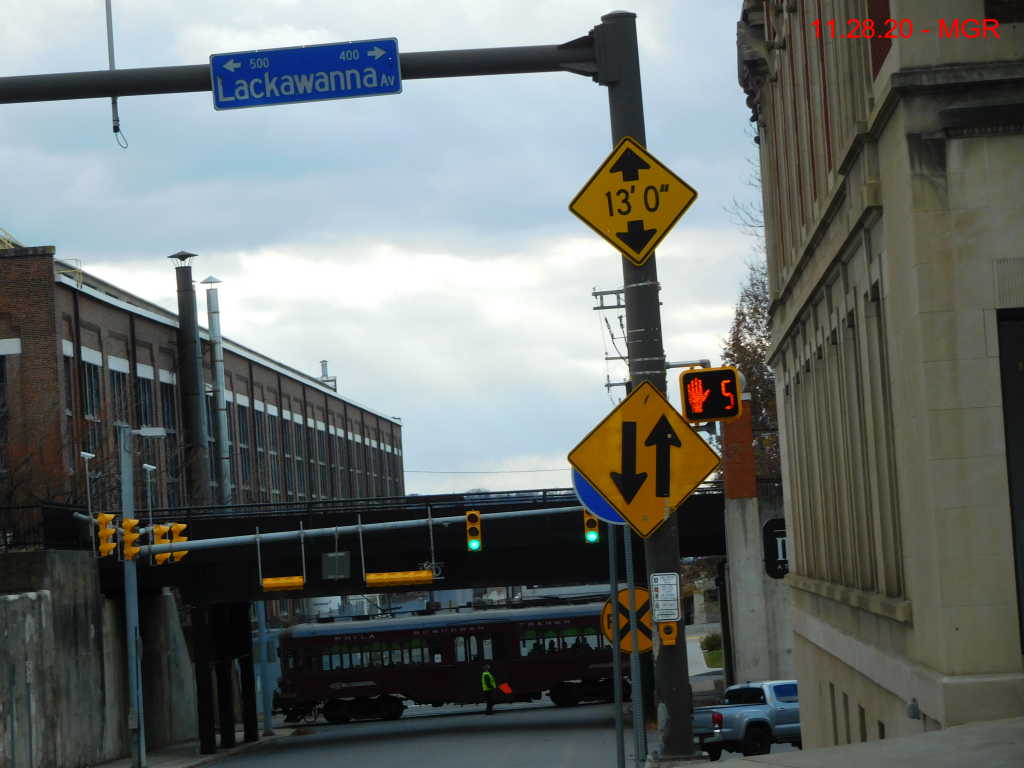 Trolley Crosses Street In Scranton